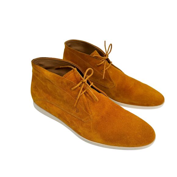 TOD'S Tumeric Suede Lace Up Chukka Ankle Sneaker Yellow‎ Mustard Gold Size 7 - Picture 2 of 9